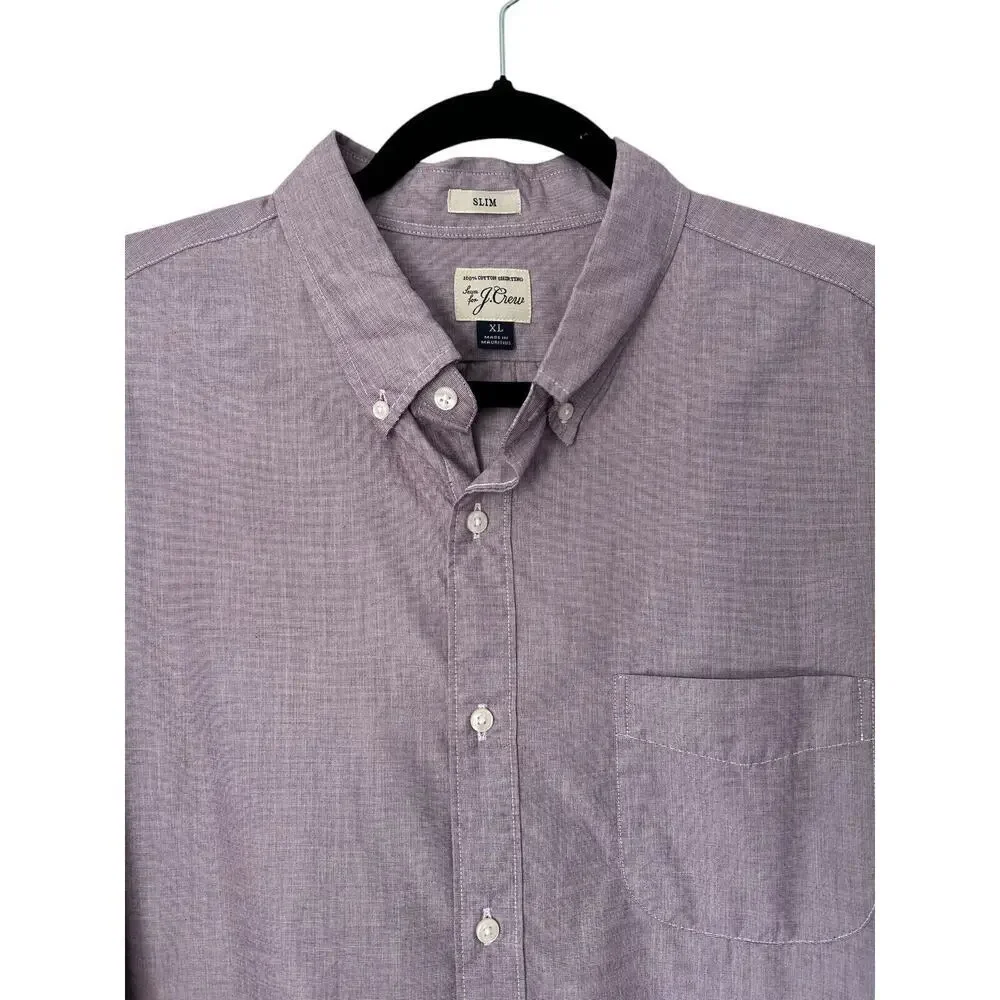 J Crew‎ Shirt Mens XL Slim 100% Cotton Shirting Purple Long Sleeve Button Down